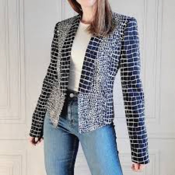 BCBGMAXAZRIA Leeam Blazer in White Combo - Size Small - Picture 8 of 15